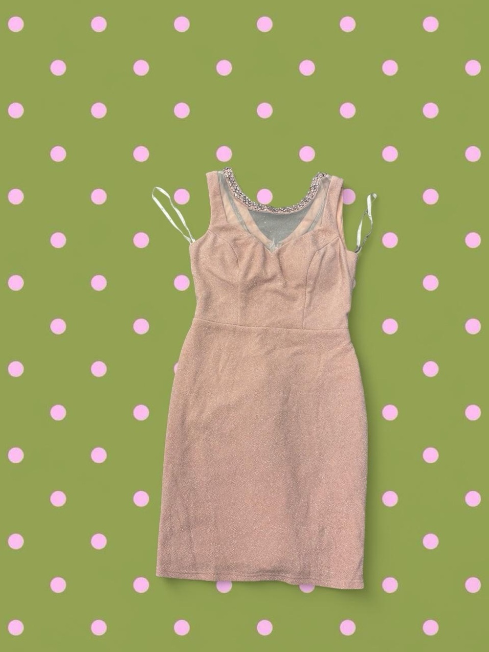 City Studio Blush Pink Beaded Scoop-Neck Slip Dress